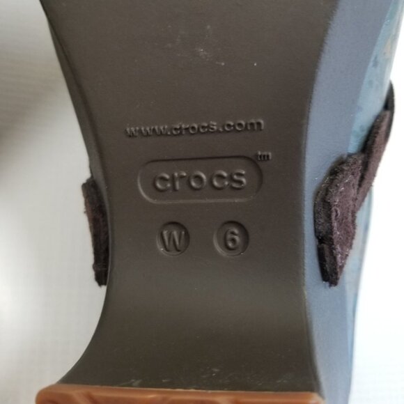 CROCS Sarah Crosslite Floral Dual Comfort Clogs Mules Heeled Shoes Size 6 - Picture 6 of 8